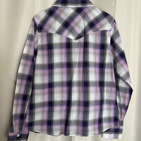 Purple Plaid Button Down – Western Vibe with Snapped Collar - Picture 3 of 3